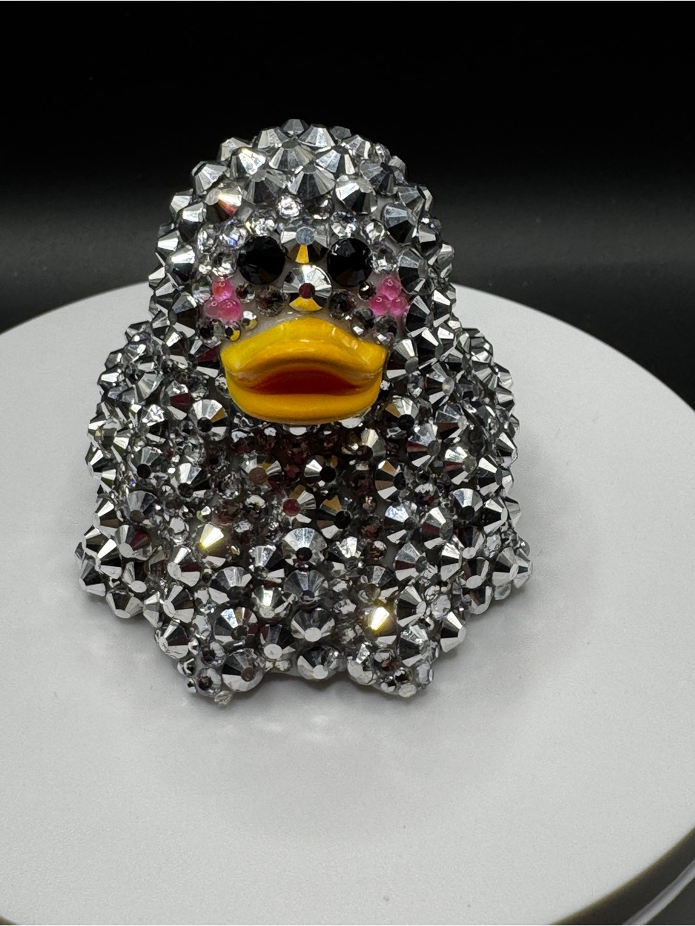 Hand Blinged Silver Glass Ghost Duck Jeep Ducking